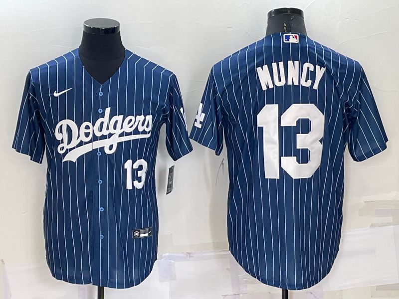 Men Los Angeles Dodgers #13 Muncy Blue Stripe Throwback Nike 2022 MLB Jerseys1->los angeles dodgers->MLB Jersey